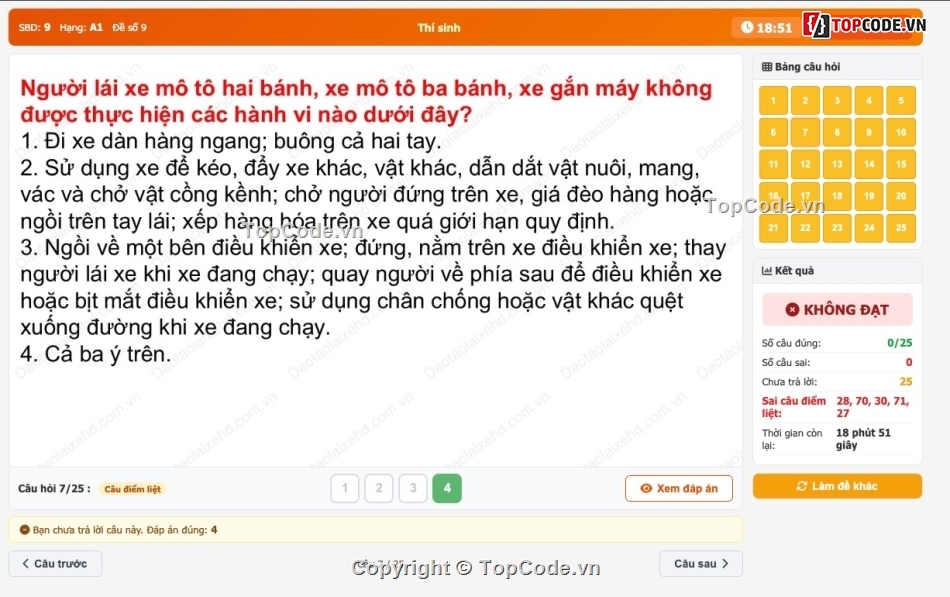 thi trực tuyến,xe ô tô,lái xe ô tô,Ôn thi,lái xe